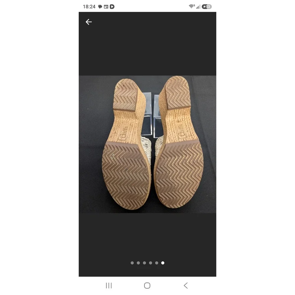 CLIFFS BY WHITE MOUNTAIN Cream Woven Espadrille Wedge Slide Sandals Size 10